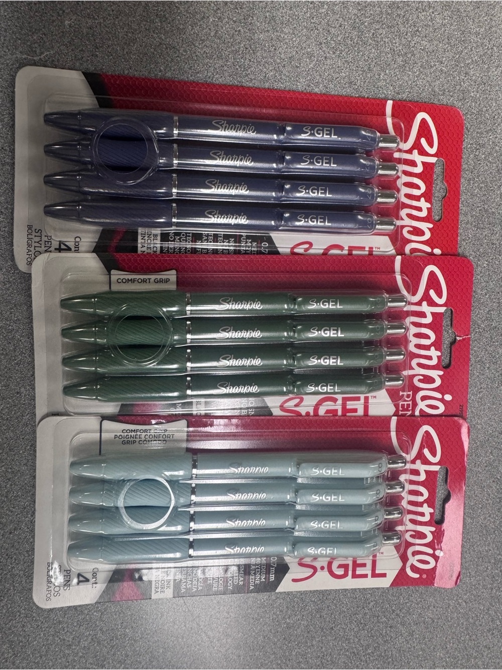 Sharpie S-GEL Comfort Grip Pens - Navy, Green, Light Blue (3 Packs)